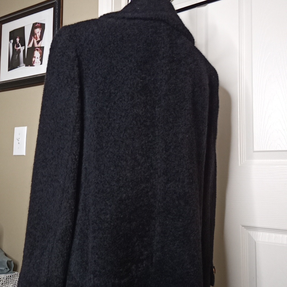 Vintage Full-Length w/Lapel & Faux Fur Look Double Breasted Gold Button … - Picture 11 of 13
